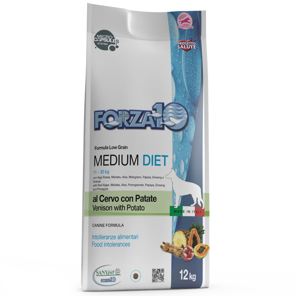 Forza10 Medium Diet Crocchette Al Cervo Con Patate Cani Adulti Taglia Media Sacco 12kg-2