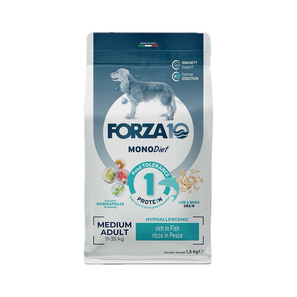 Forza10 Medium Diet Crocchette Al Pesce Cani Adulti Taglia Media Sacco 1,5kg-1