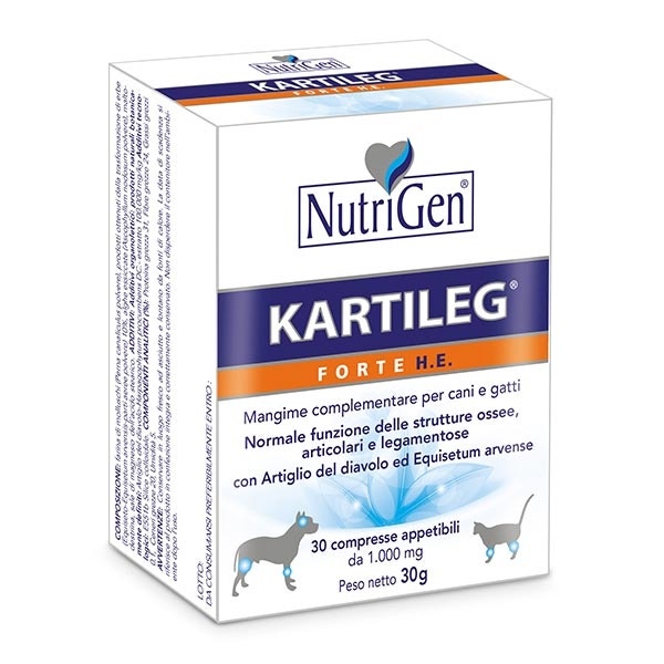 Nutrigen Kartileg Forte He Mangime Complementare Per Articolazioni Cani/Gatti 30 Tavolette-1
