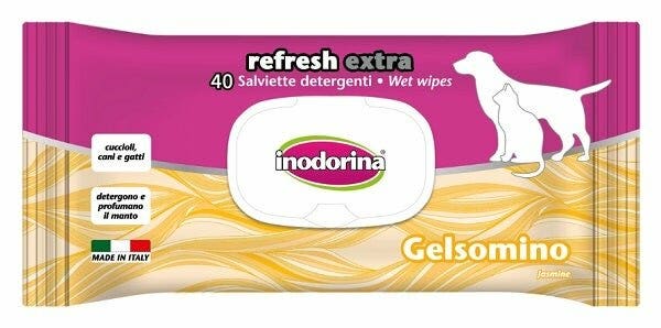 Inodorina Refresh Extra Salviette Detergenti Al Gelsomino Per Cani/Gatti 40 Salviette-2