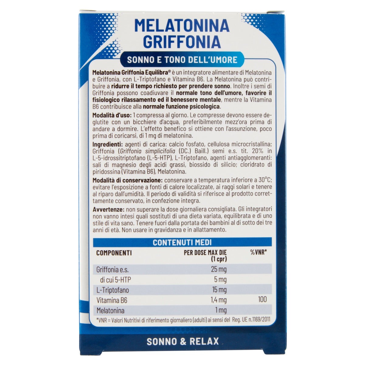 Equilibra Melatonina + Griffonia 60 Compresse-5