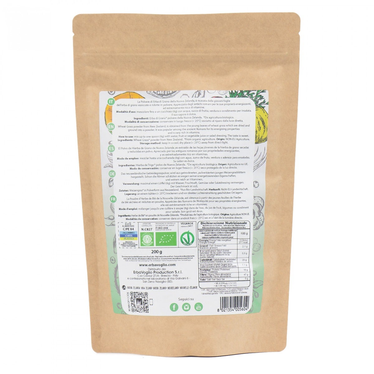 Erbavoglio Polvere Di Erba Di Grano Della Nuova Zelanda Bio 200g-3