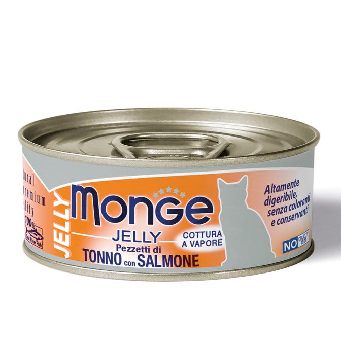 Monge Jelly Tonno Bonito Con Salmone Cibo Umido Per Gatti Adulti 80g-1