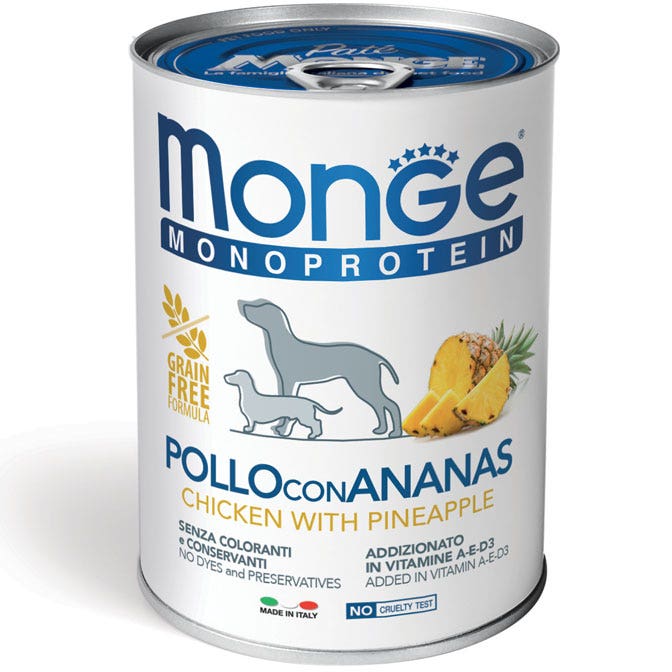 Monge Monoprotein Pollo Con Ananas Cibo Umido Per Cani Adulti 400g-1
