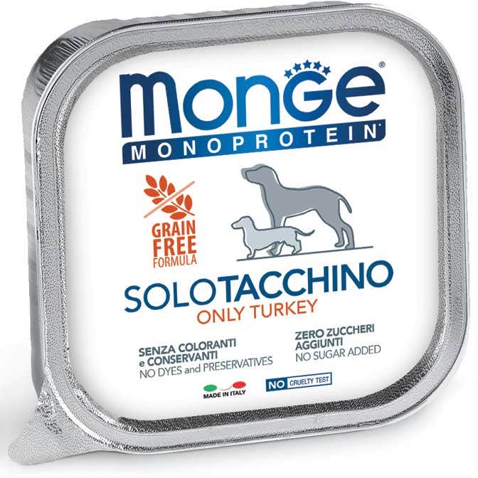 Monge Monoprotein Solo Tacchino Cibo Umido Per Cani Adulti 150g-2