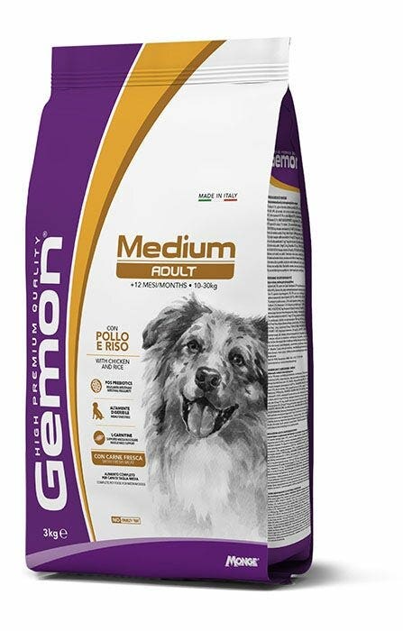 Gemon Medium Adult Con Pollo E Riso Cibo Secco Cani Adulti Taglia Media Sacco 3kg-2