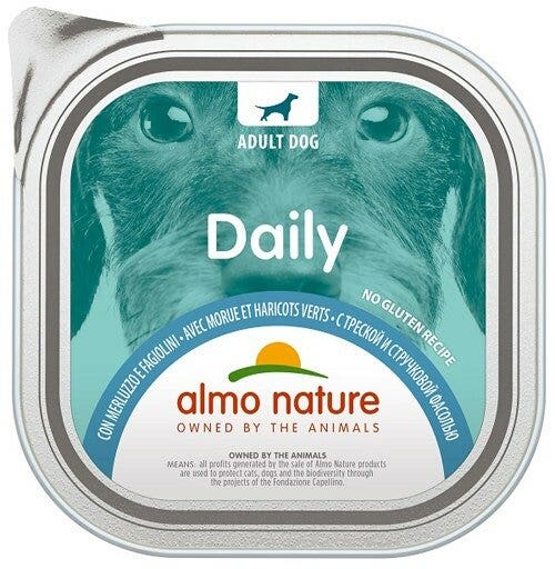 Almo Nature Daily Menu Cibo Umido Merluzzo E Fagiolini Cani Adulti Vaschetta 300g-2