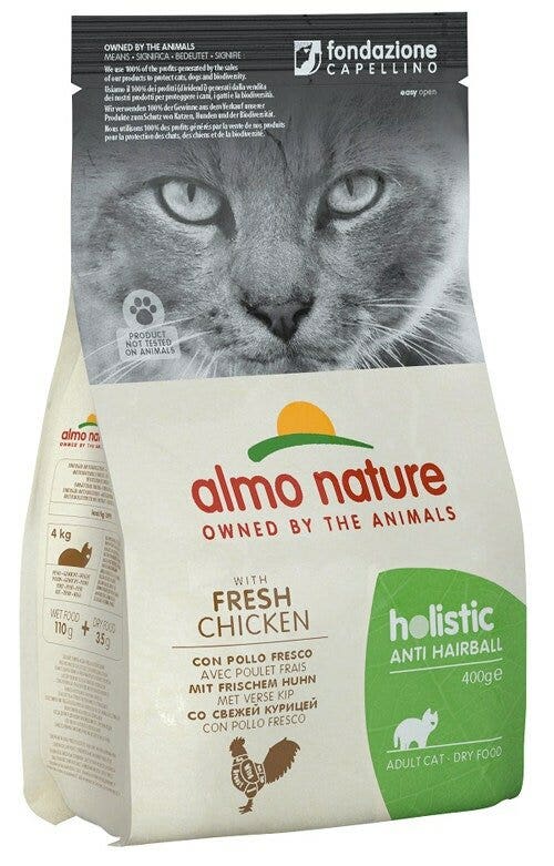 Almo Nature Holistic Anti Hairball Cibo Secco Con Pollo Fresco Per Gatti Adulti Sacco 400g-2