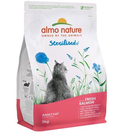 Almo Nature Sterilised Cibo Secco Con Salmone E Riso Per Gatti Adulti Sacco 2kg-3