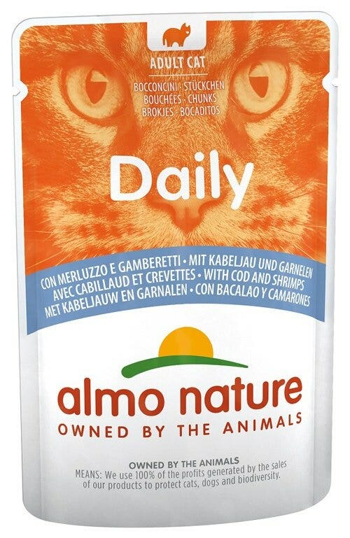 Almo Nature Daily Menu Cibo Umido Merluzzo/Gamberetti Gatti Adulti Bustina 70g-2