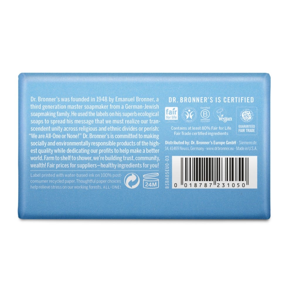 Dr. Bronner's Puro Sapone Solido Bio Senza Profumo 140g-2