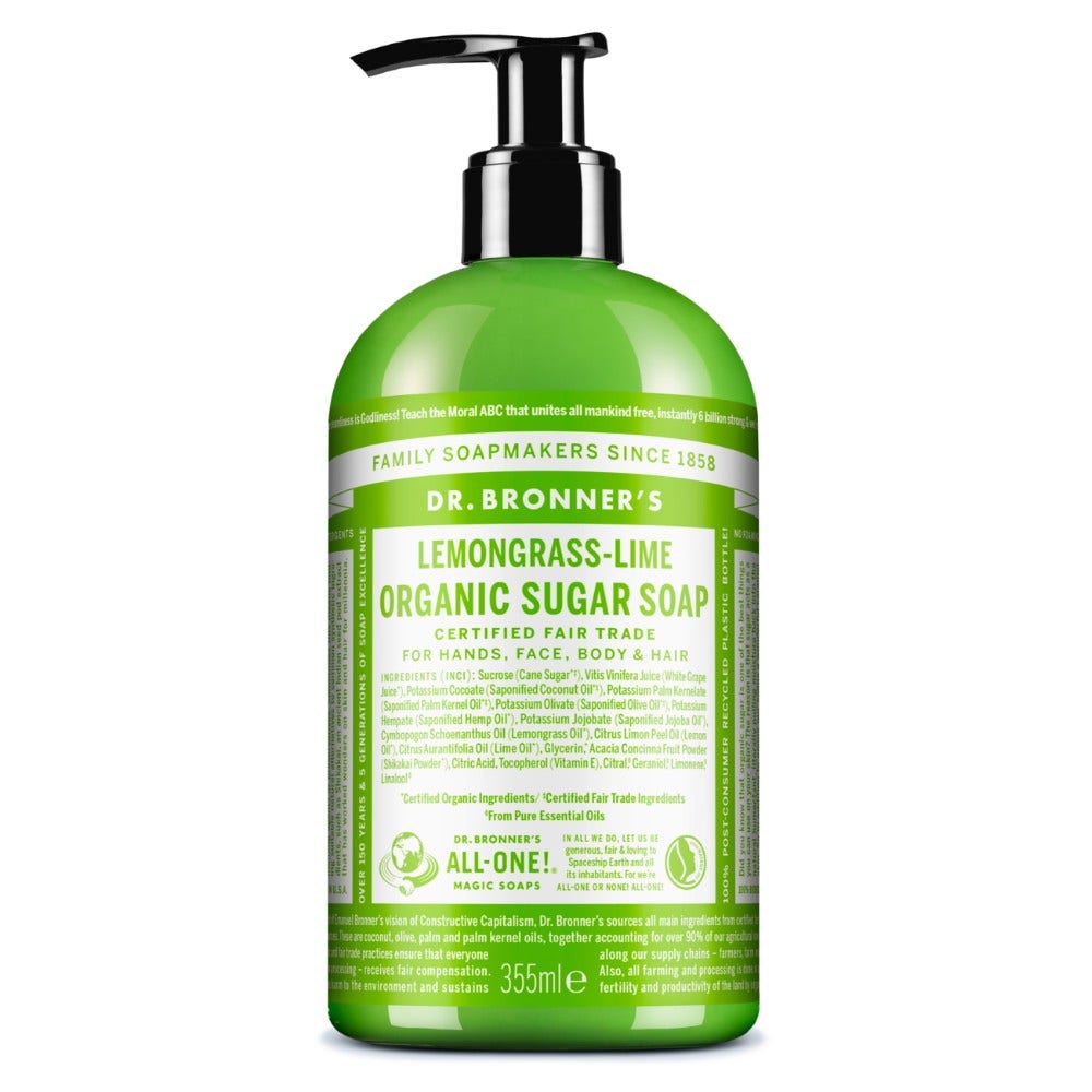 Dr. Bronner's Sapone Di Zucchero Bio Lemongrass&Lime 355ml-1