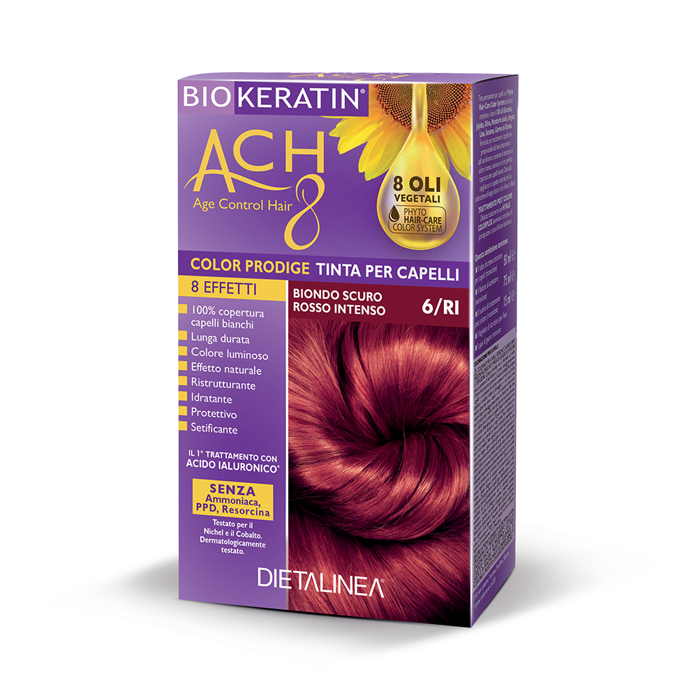 Biokeratin Ach8 Tinta per Capelli Biondo Scuro Rosso Intenso 6/RI-2