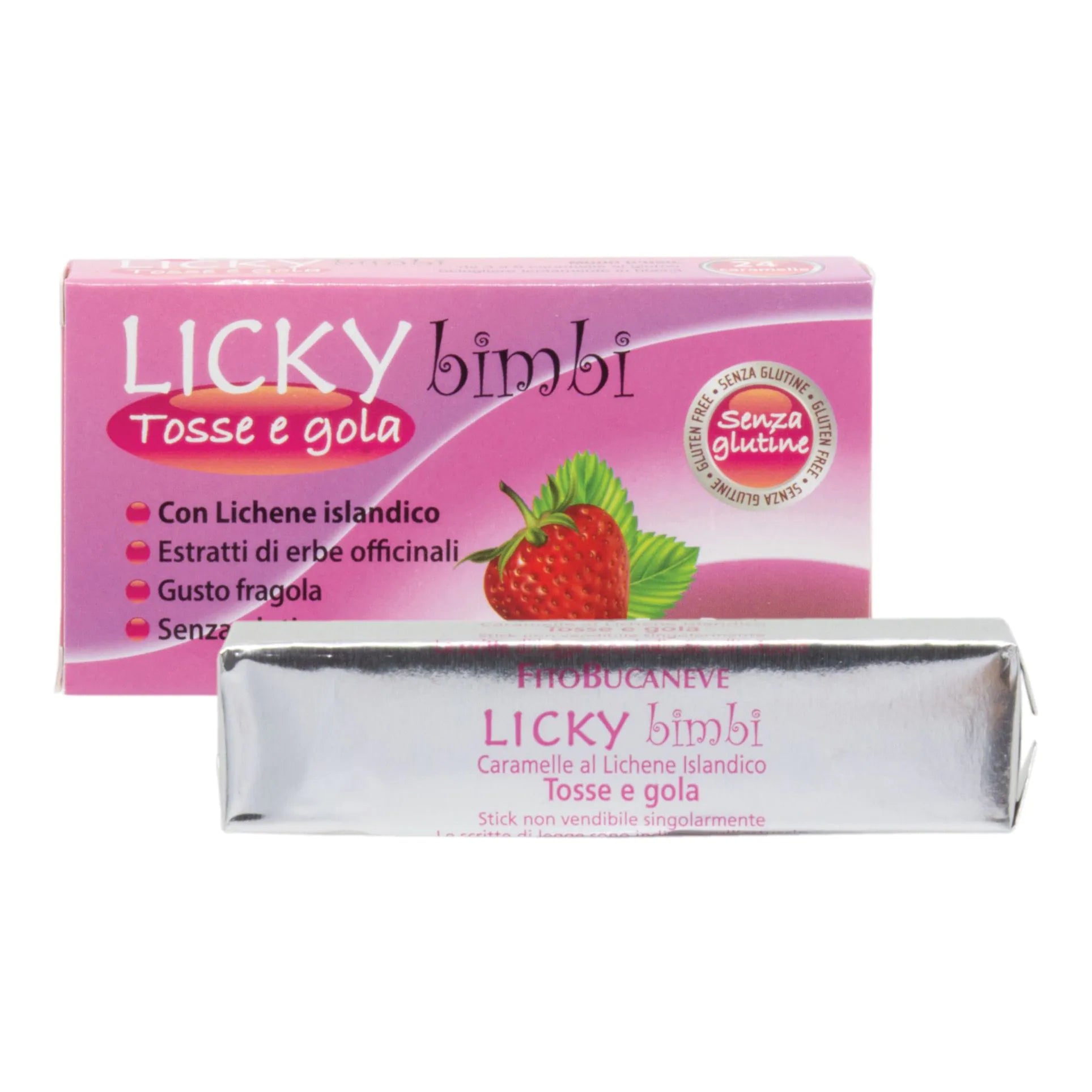 Licky Caramelle Bambini per Tosse e Gola Gusto Fragola 70g