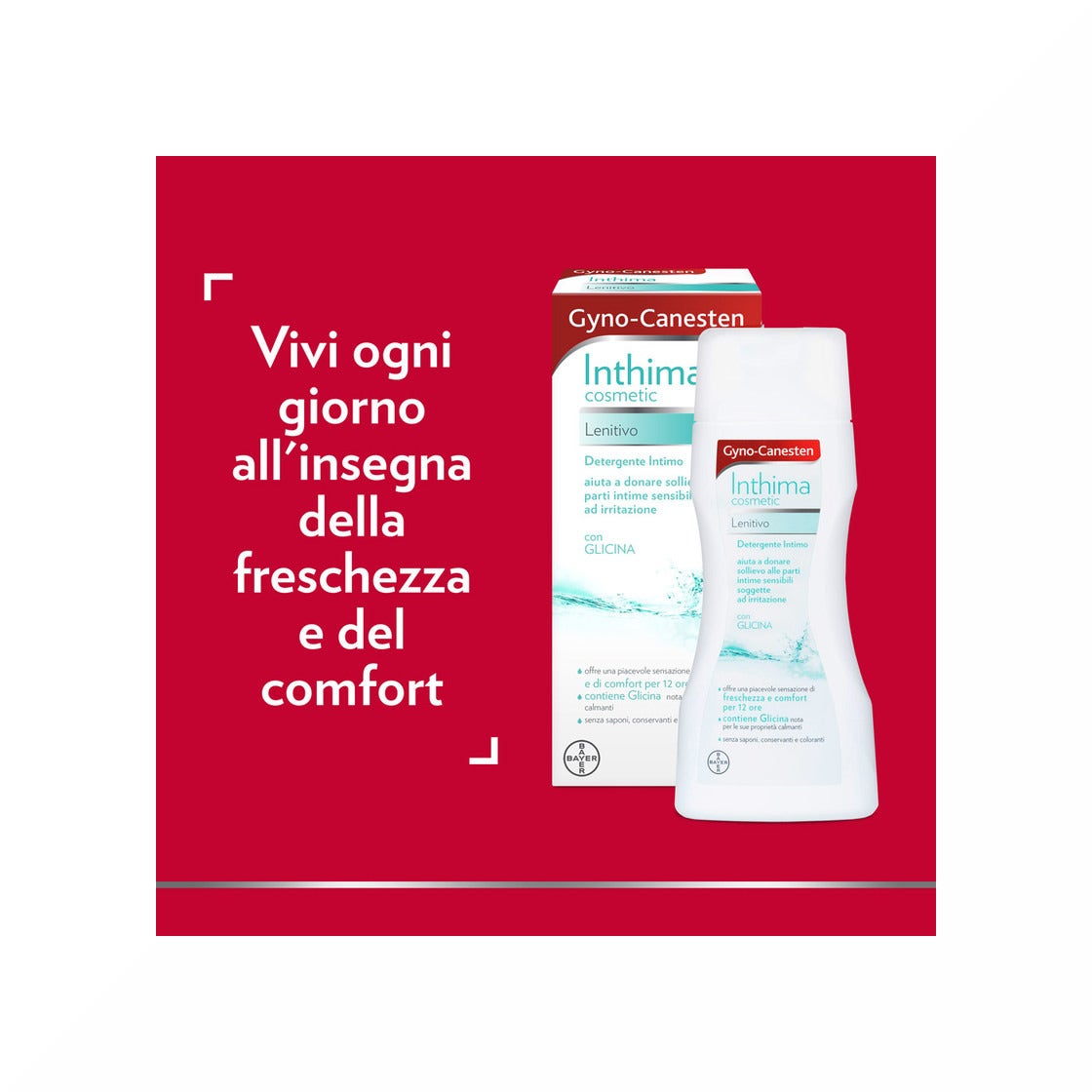 Gyno-Canesten Inthima Detergente Intimo Lenitivo per Igiene Intima Freschezza e Comfort 12 ore 200ml-9