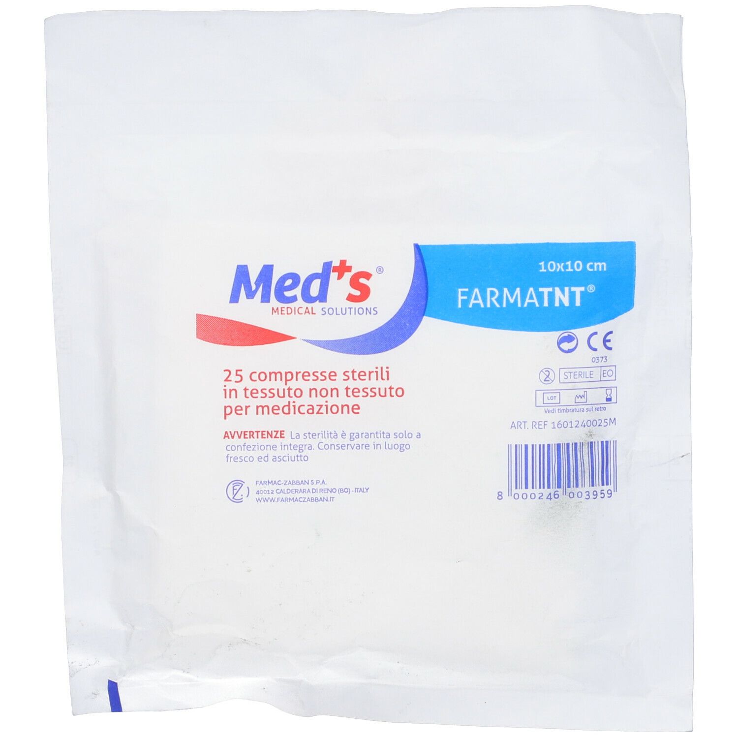 Garza Compressa Meds Tessuto Non Tessuto 10x10cm 25 Pezzi
