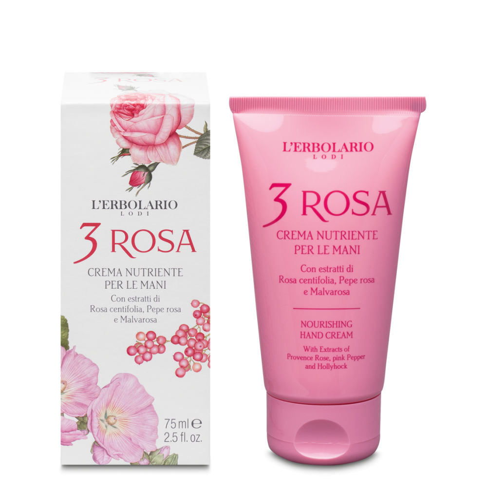L'Erbolario 3 Rosa Crema Nutriente Idratante Mani Protezione Arrossamenti E Aridità 75ml-2