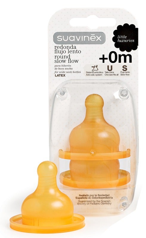 Suavinex Tettarella Rotonda Flusso Lento In Lattice +0m 2 Pezzi-1