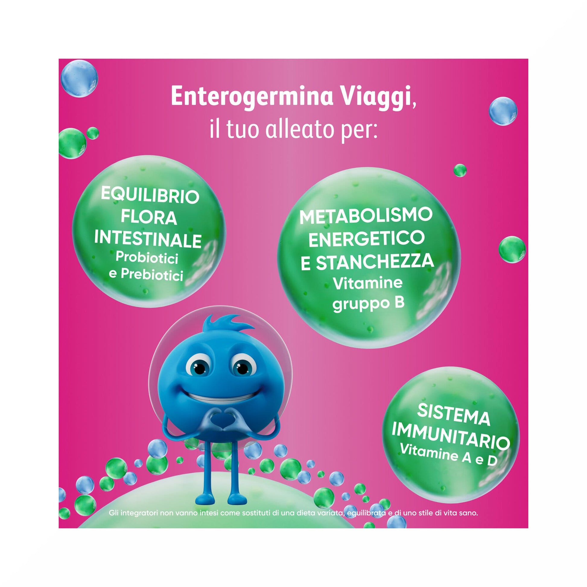 Enterogermina Viaggi, Integratore Alimentare Regolarità Intestinale con Probiotici Vitamina A, B12, B6, B9 e Vitamina D 12 bustine-17