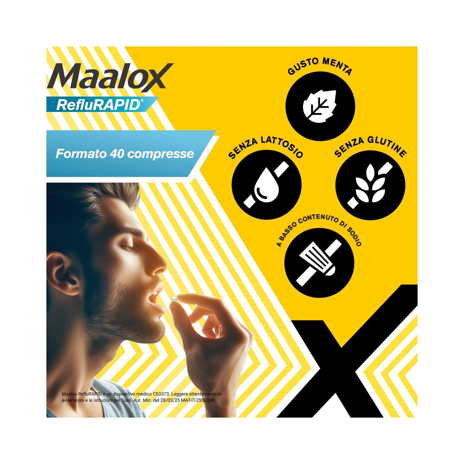 Maalox Reflurapid Blocca il Reflusso Neutralizza il Bruciore da Iperacidità 40 Compresse-5