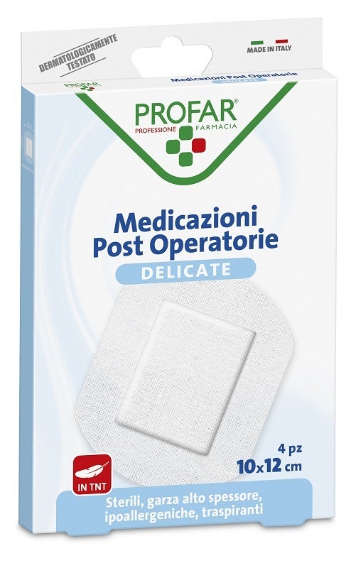 Medicazione Post Operatoria Sterile Garza Antiaderente 10x12 cm 4 Pezzi Profar-0