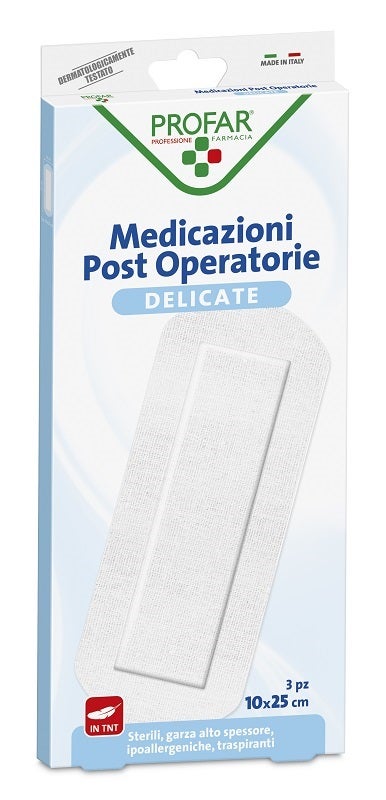 Medicazione Post Operatoria Sterile Garza Antiaderente 10x25 cm 3 Pezzi Profar-0