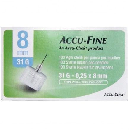 Accu Fine Aghi Sterili Per Penna Insulina G31 8mm 100 Pezzi-1