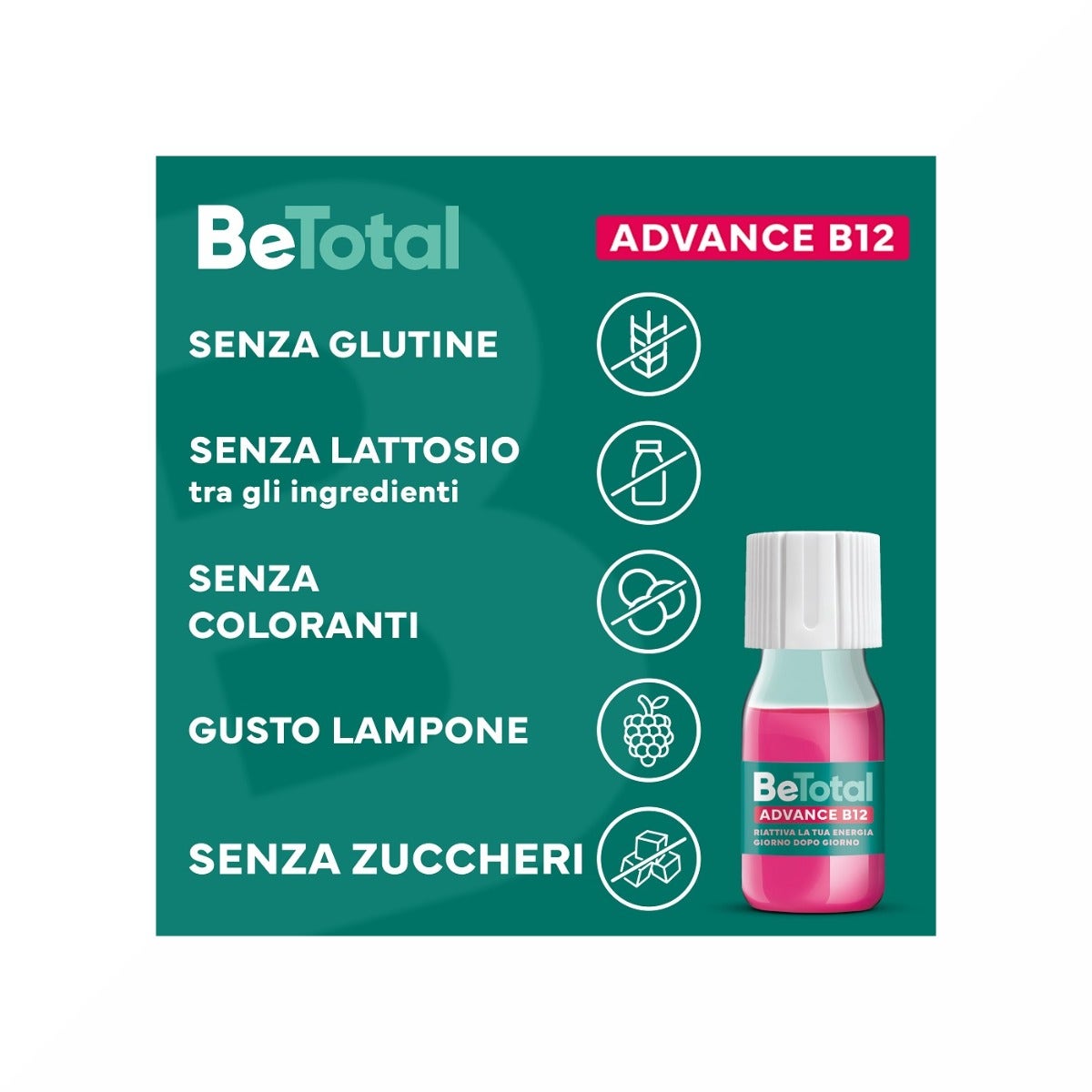 Be-Total Advance B12 50+ Anni Integratore Alimentare Vitamina B12 Zinco 15 Flaconcini-12