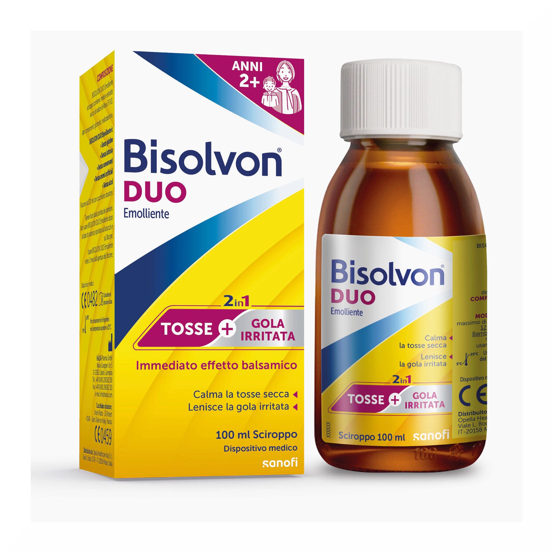 Bisolvon Duo Emolliente Sciroppo Contro Tosse e Gola Irritata Adulti, Bambini 100ml-16