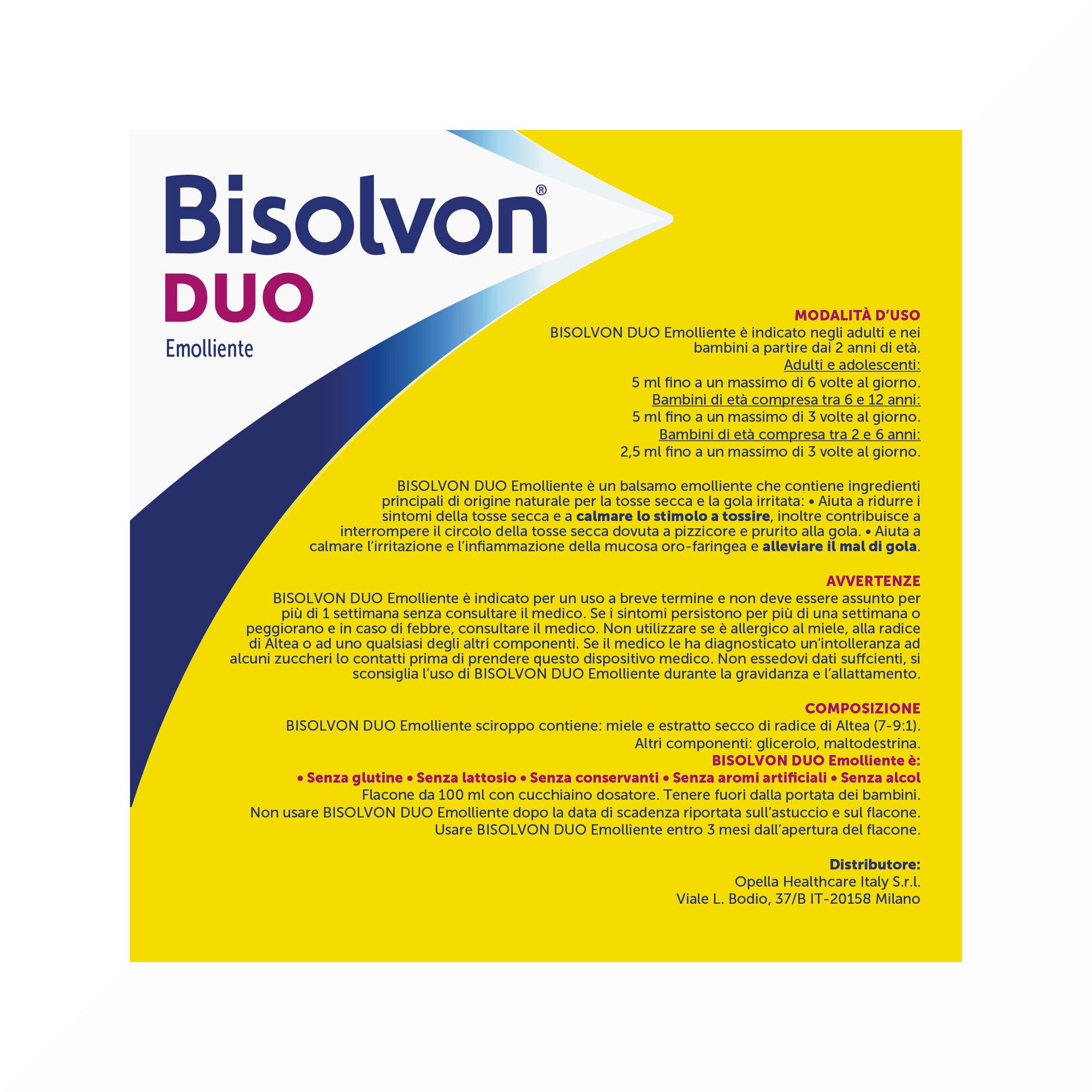 Bisolvon Duo Emolliente Sciroppo Contro Tosse e Gola Irritata Adulti, Bambini 100ml-17