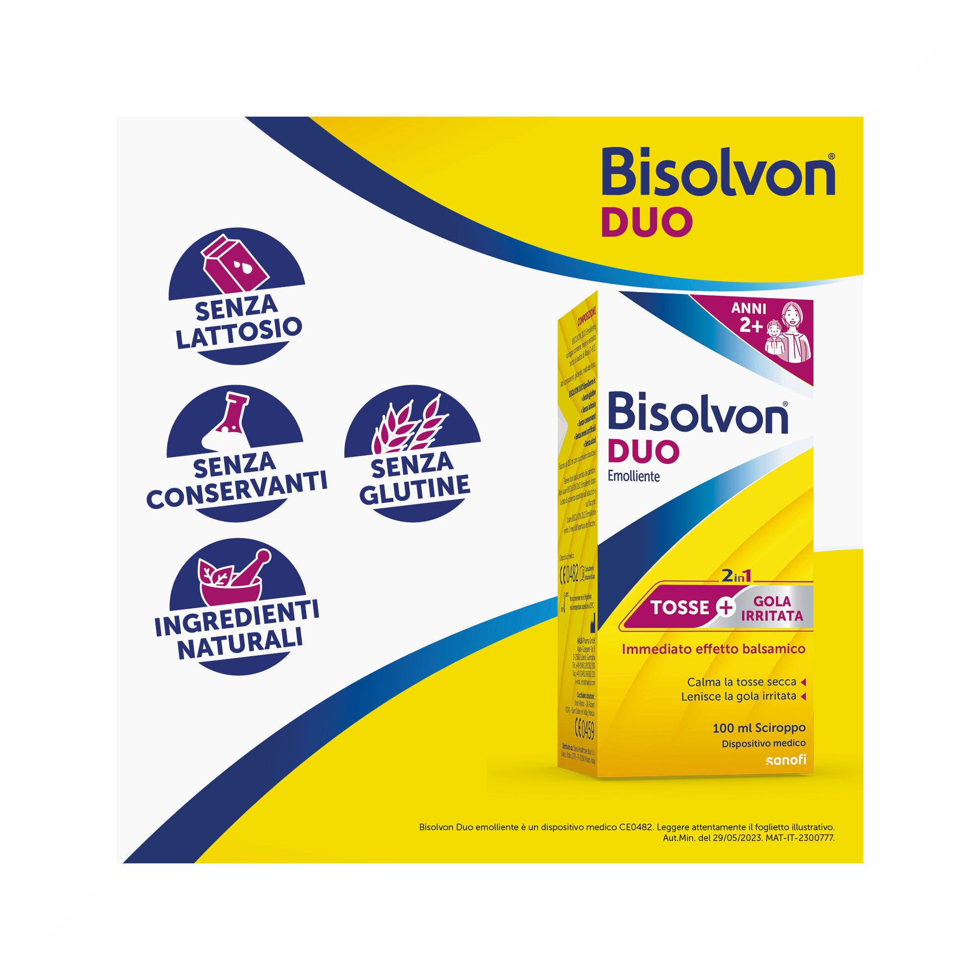 Bisolvon Duo Emolliente Sciroppo Contro Tosse e Gola Irritata Adulti, Bambini 100ml-20