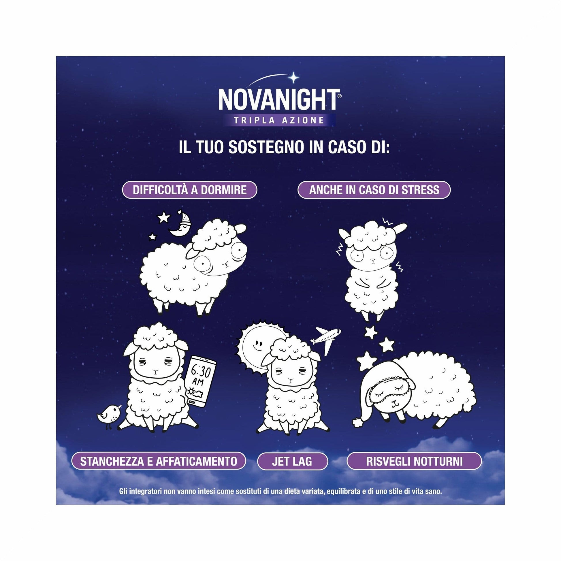 Novanight Tripla Azione con Melatonina per Dormire Magnesio Griffonia 20 Bustine Orosolubili-4