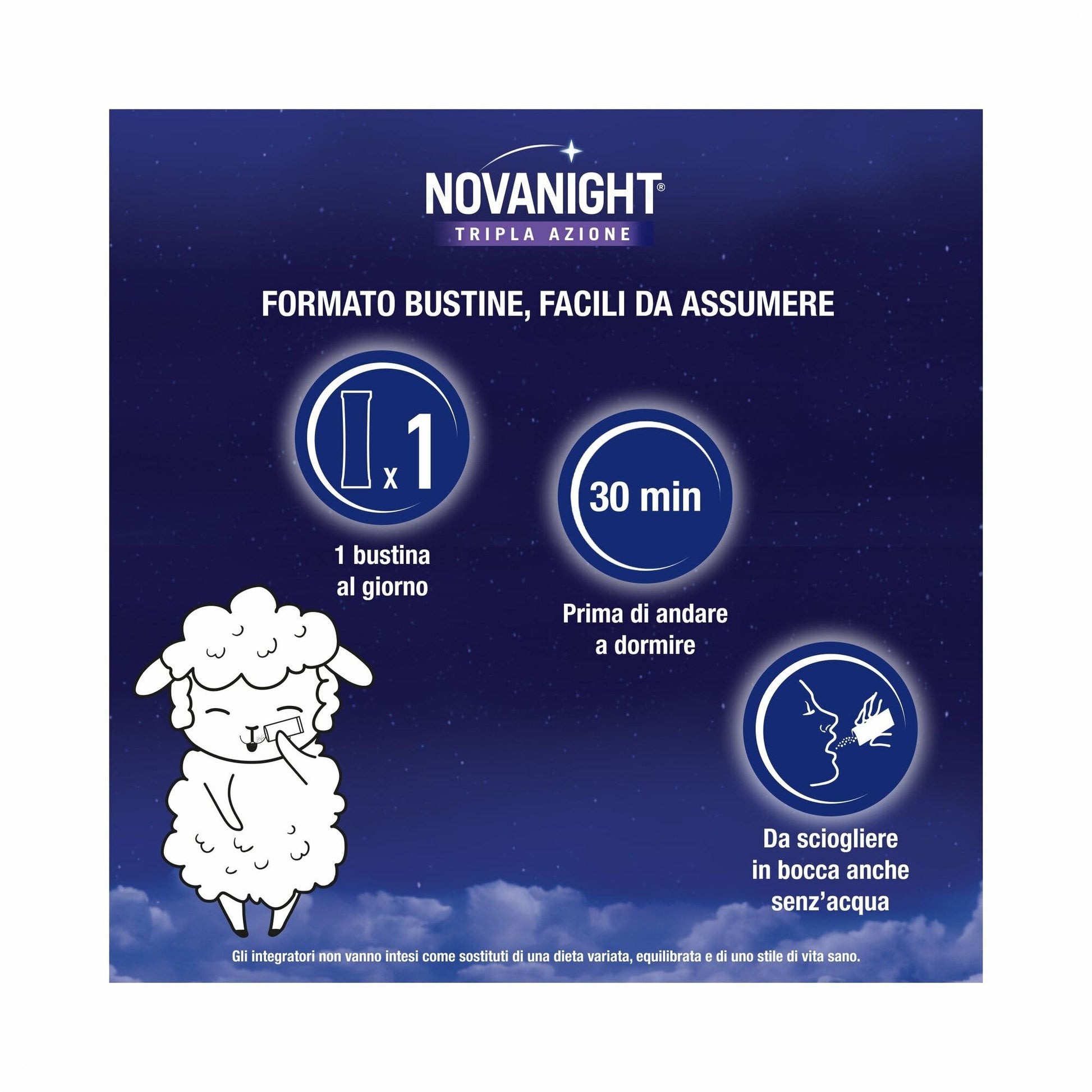 Novanight Tripla Azione con Melatonina per Dormire Magnesio Griffonia 20 Bustine Orosolubili-6