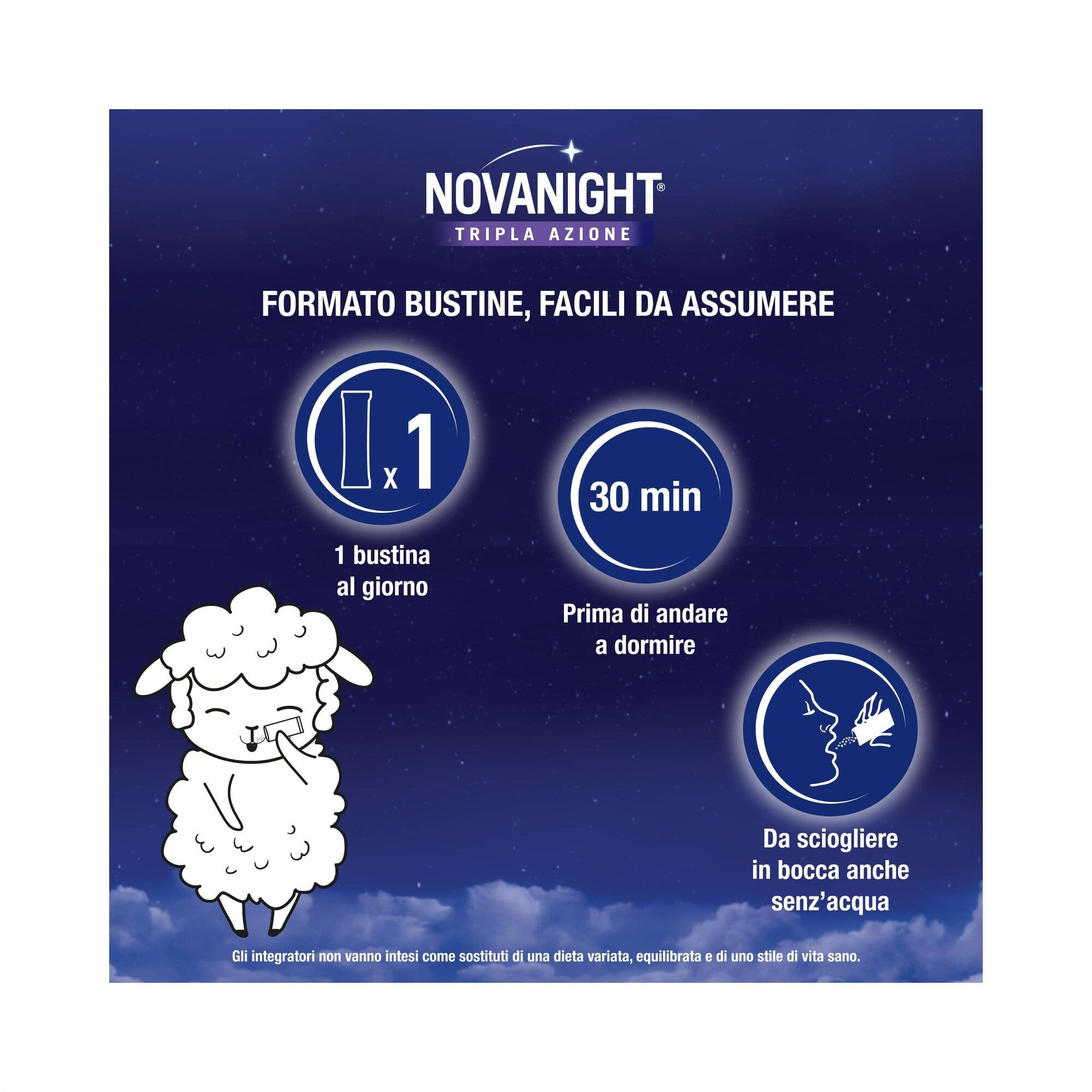 Novanight Tripla Azione con Melatonina per Dormire Magnesio Griffonia 20 Bustine Orosolubili-6