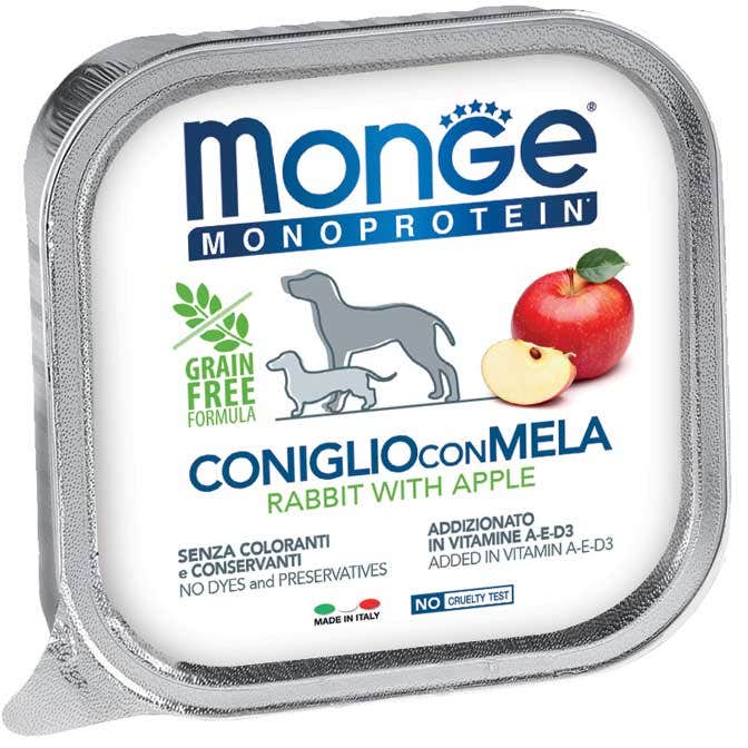 Monge Monoprotein Coniglio Con Mela Cibo Umido Per Cani Adulti 150g-2