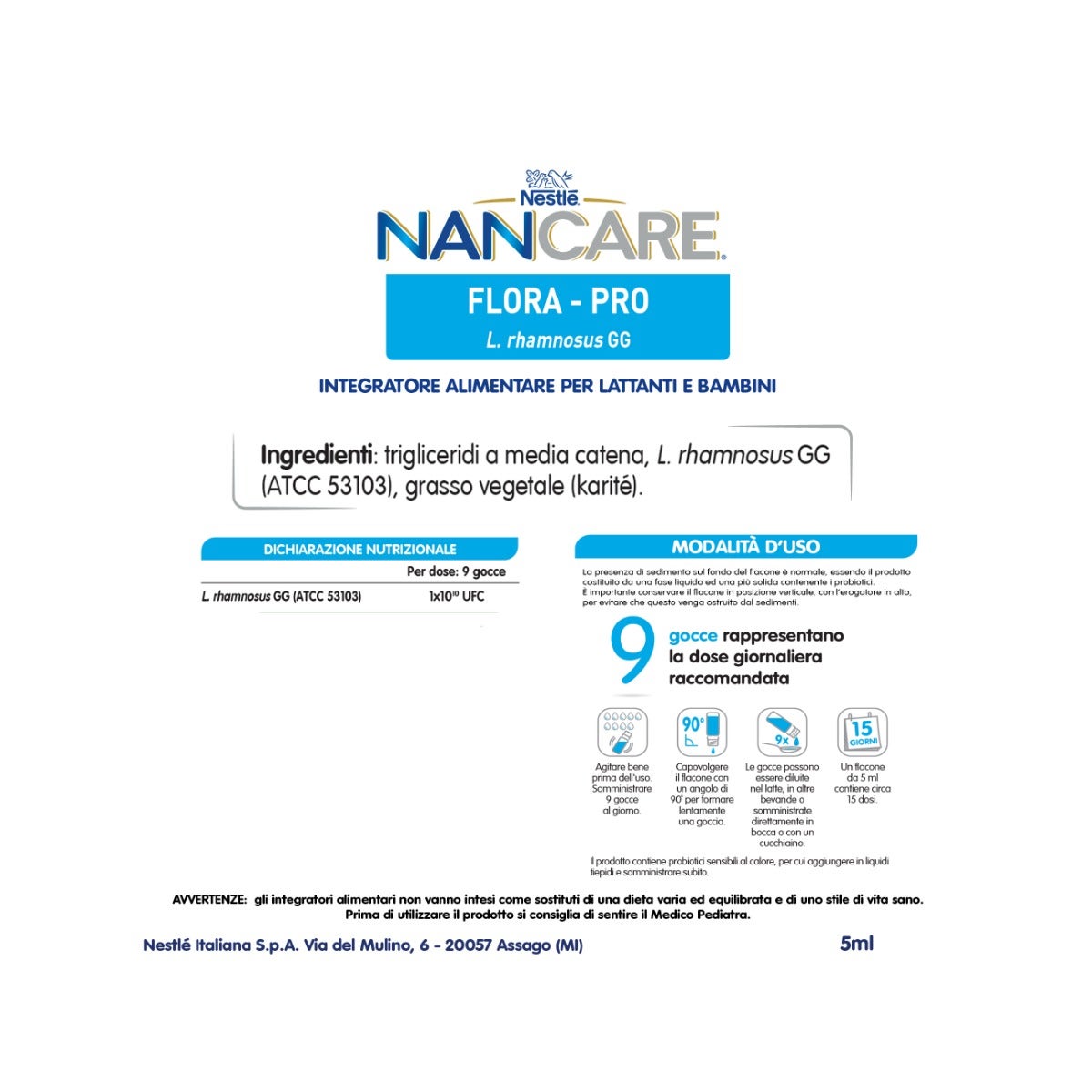 Nestlé Nancare Flora-pro Integratore Pediatrico Per Lattanti E Bambini Dalla Nascita Flacone 5ml-7
