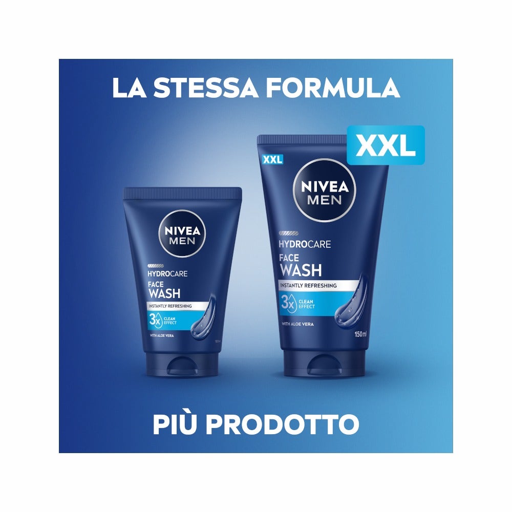 Nivea Men Hydrocare Gel Detergente Viso Uomo XXL 150ml-4