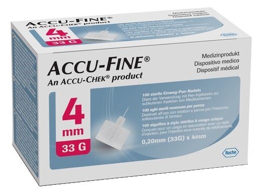 Ago Ipodermico per Penna da Insulina Accu-fine in Acciaio Inox 33 Gauge 4 mm 100 Pezzi-0