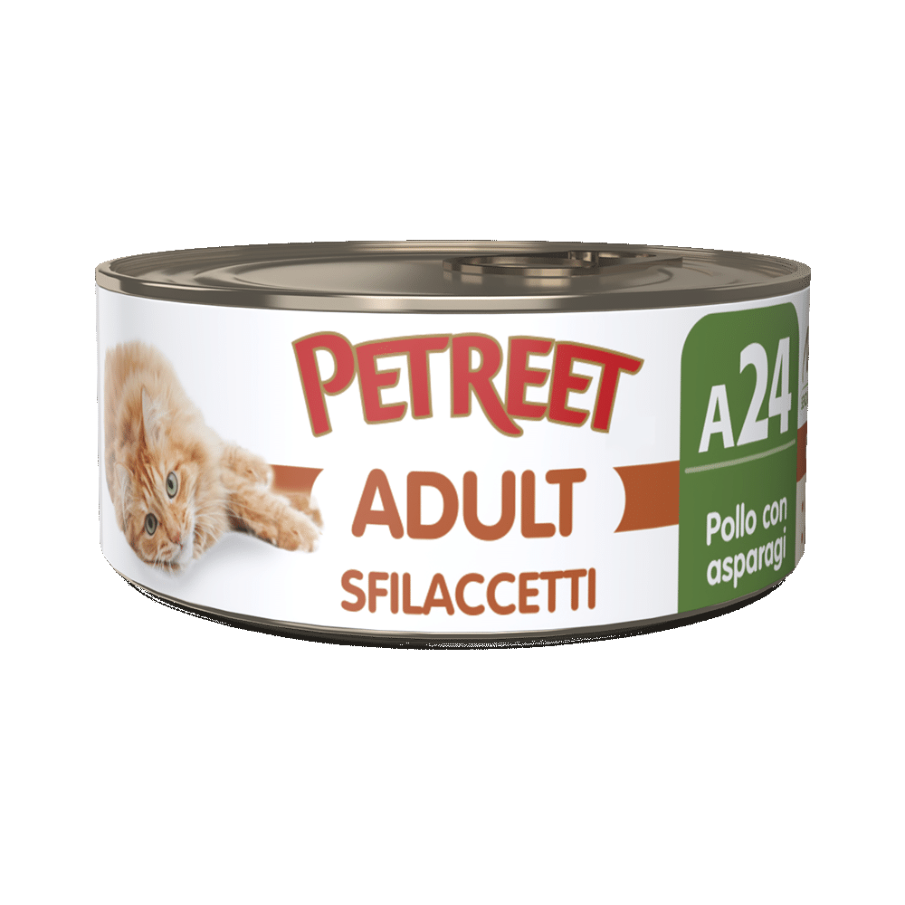 Petreet Adult Sfilaccetti Di Pollo Con Asparagi Per Gatti Lattina 70g-1