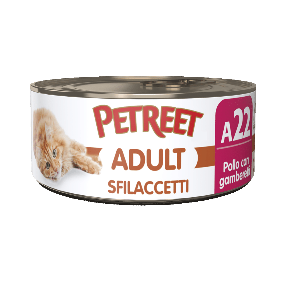Petreet Adult Sfilaccetti Di Pollo Con Gamberetti Per Gatti Lattina 70g-1