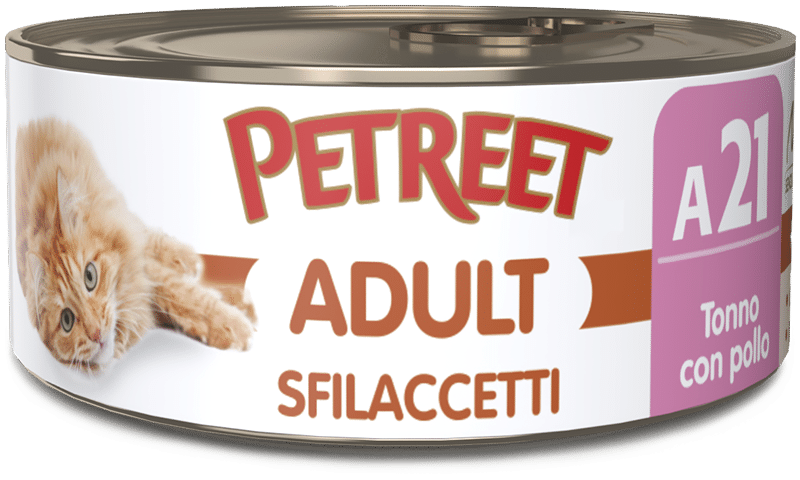 Petreet Adult Sfilaccetti Tonno Con Pollo Cibo Umido Per Gatti Lattina 70g-1