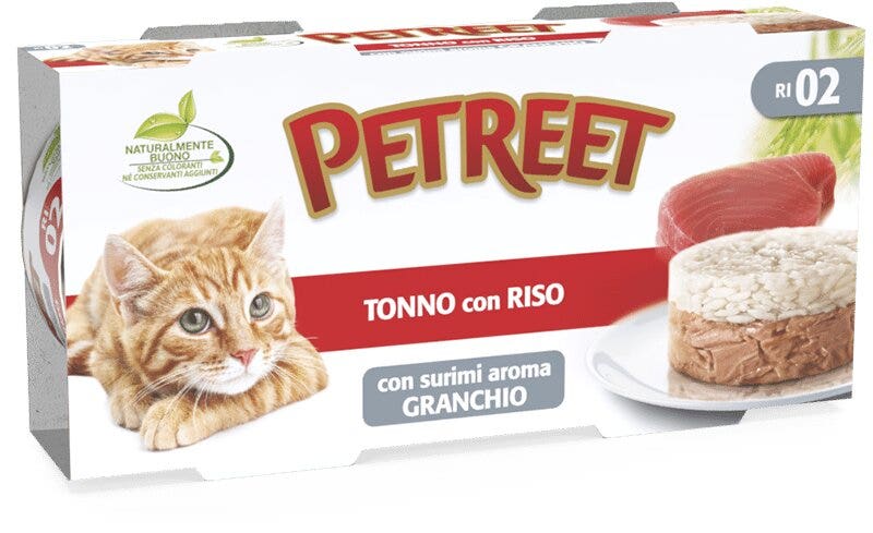 Petreet Tonno Riso Con Surimi Aroma Granchio Cibo Umido Per Gatti Adulti 2x170g-3