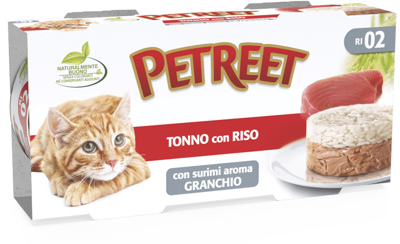 Petreet Tonno Riso Con Surimi Aroma Granchio Cibo Umido Per Gatti Adulti 2x170g-1