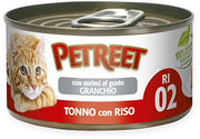 Petreet Tonno Riso Con Surimi Aroma Granchio Cibo Umido Per Gatti Adulti Lattina 85g-1