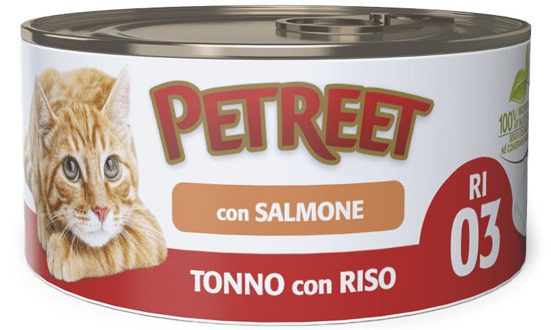 Petreet Tonno Riso Con Salmone Cibo Umido Per Gatti Adulti Lattina 85g-3