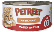 Petreet Tonno Riso Con Salmone Cibo Umido Per Gatti Adulti Lattina 85g-1