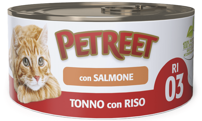 Petreet Tonno Riso Con Salmone Cibo Umido Per Gatti Adulti Lattina 85g-1