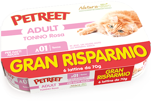 Petreet Tonno Rosa Cibo Umido Gatto Adulto 6x70g-1