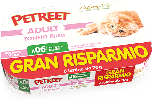 Petreet Tonno Rosa Con Fagiolini Cibo Umido Gatto Adulto 6x70g-1