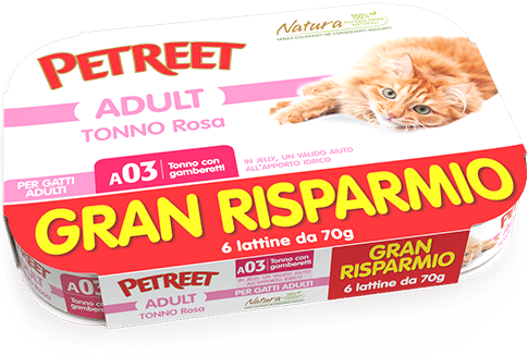 Petreet Tonno Rosa Con Gamberetti Cibo Umido Gatto Adulto 6x70g-2